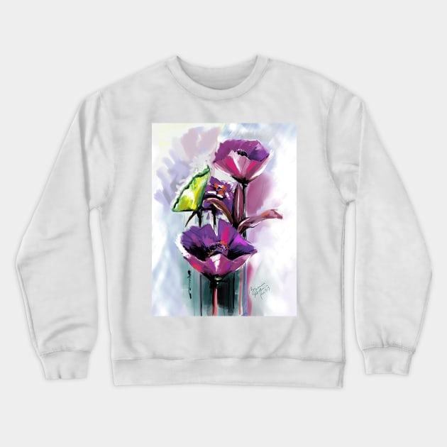 Blooming Purple Flowers Crewneck Sweatshirt by Teebevies